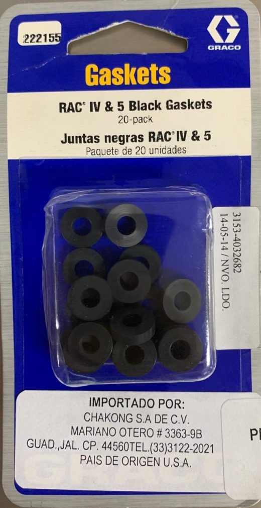 Kit de empaque y concha para boquilla Graco 222155
